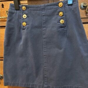 Vintage Liz Claiborne Navy Skirt with Gold Button Accents